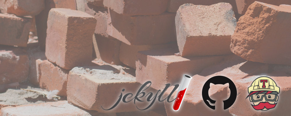 An image of bricks with the Jekyll, GitHub and Travis logos on it