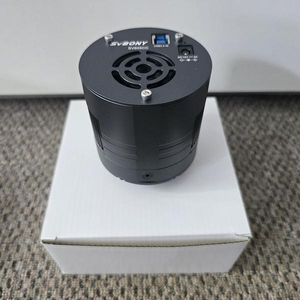 SV605CC astrophotography camera (plus the power supply for cooling it in a box below)