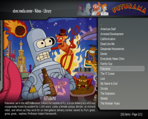 XBMC Media Center screenshot